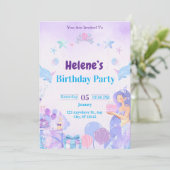 Invitation d'anniversaire de petite fille sirène m (Debout devant)
