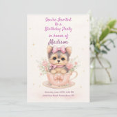 Invitation d'anniversaire de petite fille Yorkie T (Debout devant)