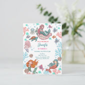 Invitation d'anniversaire de petites sirènes migno (Debout devant)