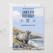 Invitation d'anniversaire de Phoque Gris (Devant)
