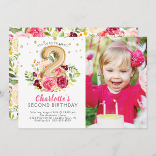 Invitation d'anniversaire de photo de ballon