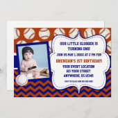 Invitation d'anniversaire de photo de base-ball (Devant / Derrière)