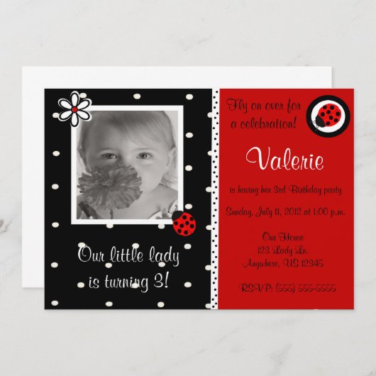 Invitation d'anniversaire de photo de filles de (Devant / Derrière)