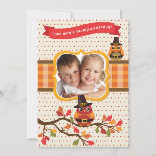 Invitation d'anniversaire de photo de hiboux de (Devant)