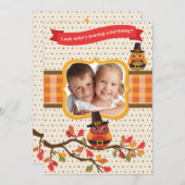 Invitation d'anniversaire de photo de hiboux de (Devant / Derrière)