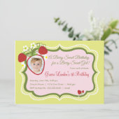 Invitation d'anniversaire de photo de la fraise | (Debout devant)