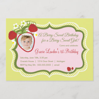 Invitation d'anniversaire de photo de la fraise |