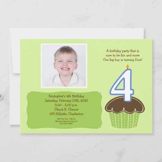 INVITATION d'ANNIVERSAIRE de PHOTO de PETIT GÂTEAU (Devant)