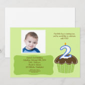 INVITATION d'ANNIVERSAIRE de PHOTO de PETIT GÂTEAU (Devant / Derrière)