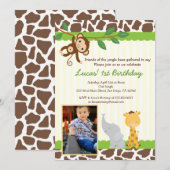 Invitation d'anniversaire de photo de safari de (Devant / Derrière)