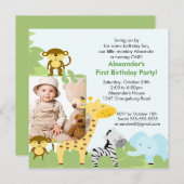 Invitation d'anniversaire de photo de singe de (Devant / Derrière)