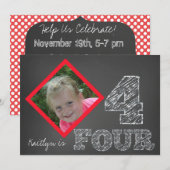 Invitation d'anniversaire de photo de tableau 4ème (Devant / Derrière)