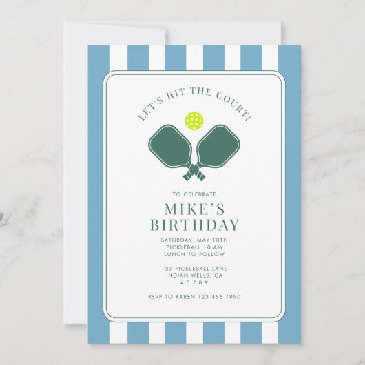 Invitation d'anniversaire de Pickleball (Devant)