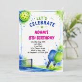 Invitation d'anniversaire de Pickleball Aquarelle (Debout devant)