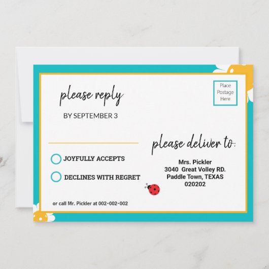 Invitation d'anniversaire de Pickleball + Invitati (Dos)