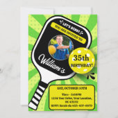 Invitation d'anniversaire de Pickleball RETRO Vert (Devant)
