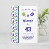 Invitation d'anniversaire de Pickleball vert et vi (Debout devant)