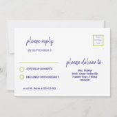 Invitation d'anniversaire de Pickleball vert et vi (Dos)