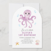 Invitation d'anniversaire de pieuvre sous la mer (Devant)