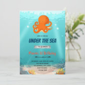 Invitation d'anniversaire de pieuvre sous la mer (Debout devant)