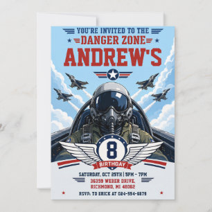 Invitation d'anniversaire de pilote de chasse mili