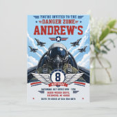Invitation d'anniversaire de pilote de chasse mili (Debout devant)