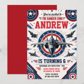 Invitation d'anniversaire de pilote de chasse pers (Devant / Derrière)
