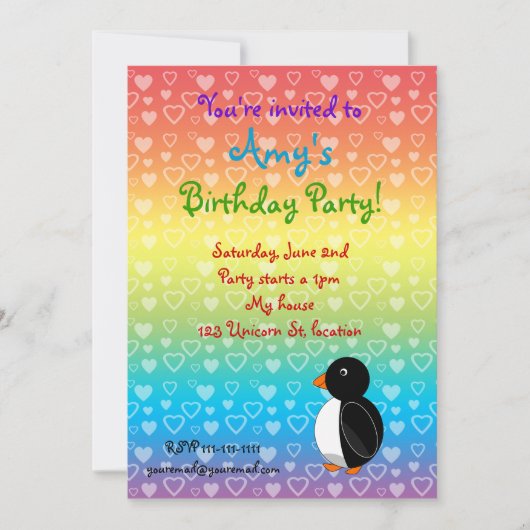 Invitation d'anniversaire de pingouin (Devant)