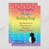 Invitation d'anniversaire de pingouin (Devant / Derrière)