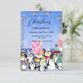 Invitation d'anniversaire de pingouin pour enfant (Debout devant)