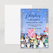 Invitation d'anniversaire de pingouin pour enfant (Devant / Derrière)