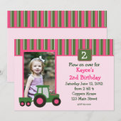 Invitation d'anniversaire de Pink and Green Girl T (Devant / Derrière)