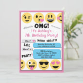 Invitation d'anniversaire de Pink Emoji (Debout devant)