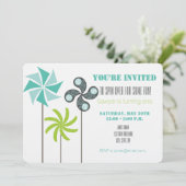 Invitation d'anniversaire de Pinwheel moderne - Ve (Debout devant)