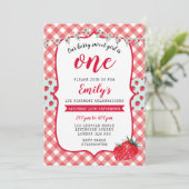 Invitation d'anniversaire de pique-nique de fraise (Debout devant)