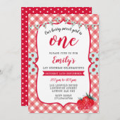 Invitation d'anniversaire de pique-nique de fraise (Devant / Derrière)