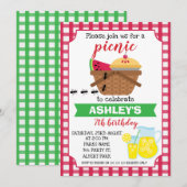 Invitation d'anniversaire de pique-nique de plaid (Devant / Derrière)