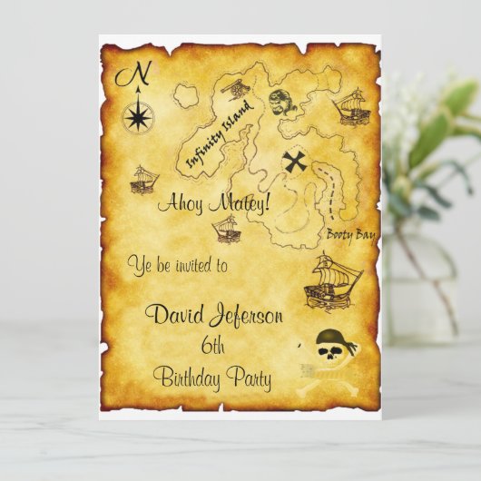 Invitation d'anniversaire de pirate (Debout devant)