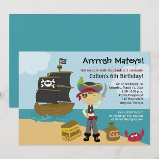 Invitation d'anniversaire de Pirate Boy 5x7