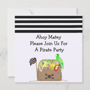 Invitation d'anniversaire de pirate de coffre au t