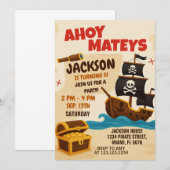 Invitation d'anniversaire de Pirate pour enfants (Devant / Derrière)