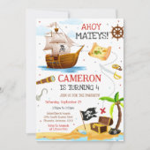 Invitation d'anniversaire de pirate pour garçons A (Devant)