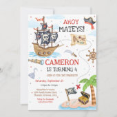 Invitation d'anniversaire de pirate pour garçons A (Devant)