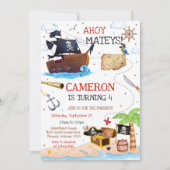 Invitation d'anniversaire de pirate pour garçons A (Devant)