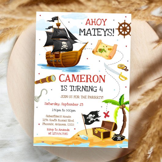 Invitation d'anniversaire de pirate pour garçons A