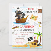 Invitation d'anniversaire de pirate pour garçons A (Devant)