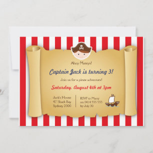 Invitation d'anniversaire de pirates - Horizontal