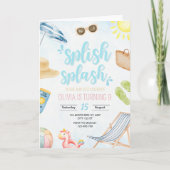 Invitation d'anniversaire de piscine, nage d'anniv (Devant)