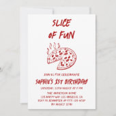 Invitation d'anniversaire de pizza tranche de fun (Devant)
