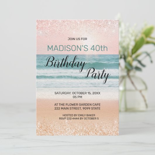 Invitation d'anniversaire de plage (Debout devant)